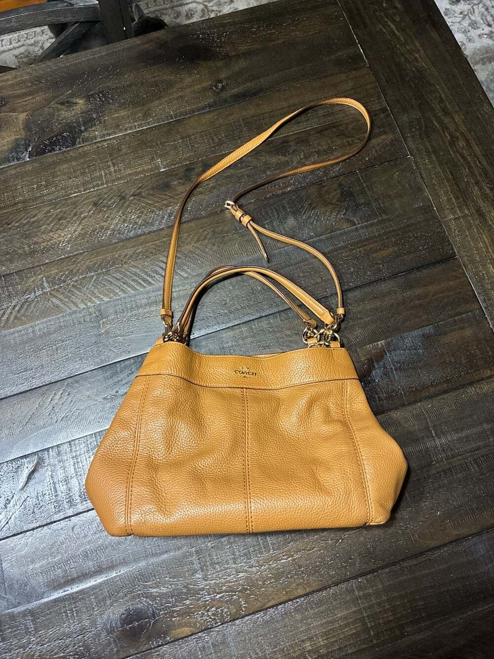 Coach Lexy F28997 Saddle Brown Pebbled Leather Shoulder Bag EUC